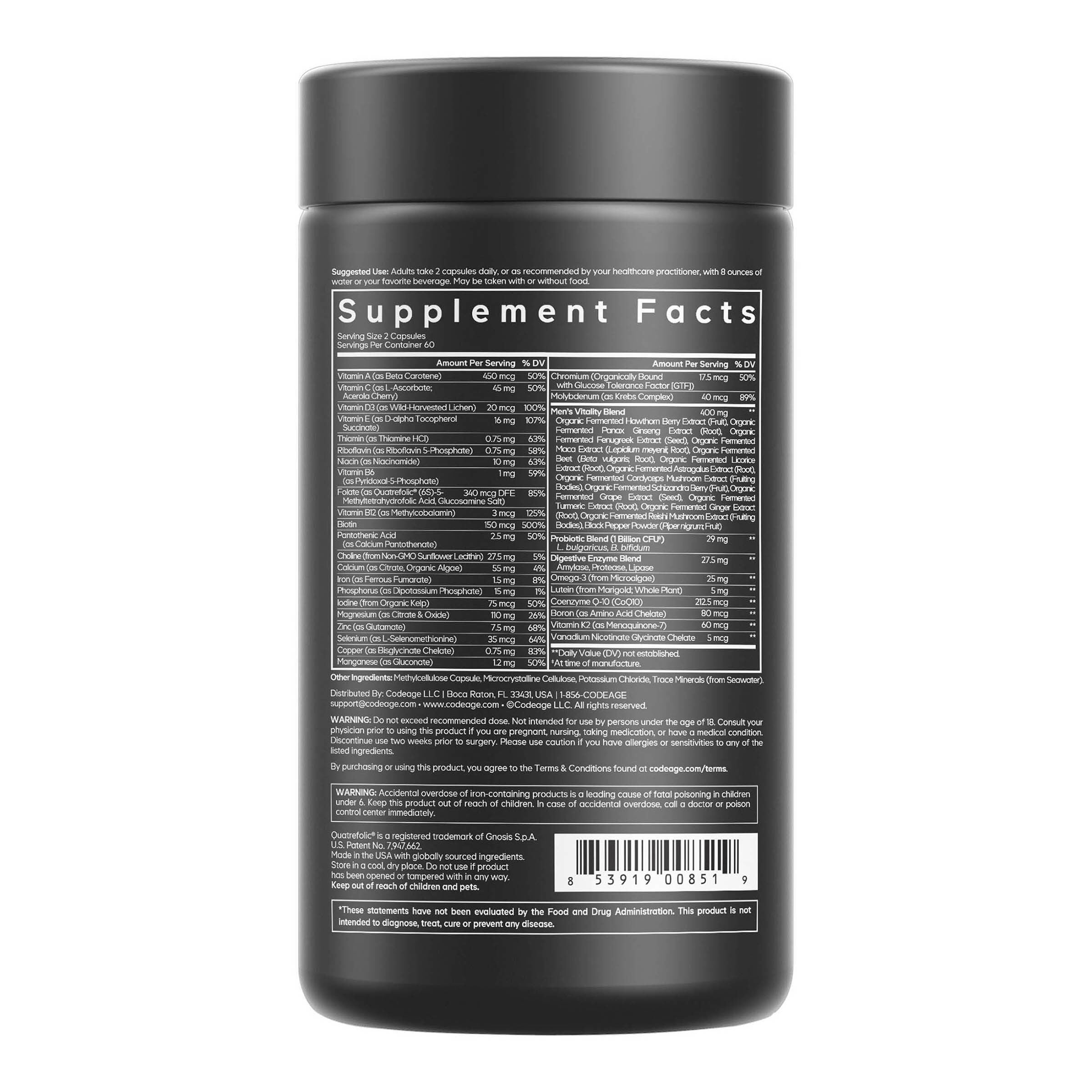Men's Fermented Multivitamin - 120 Capsules (60 Servings)